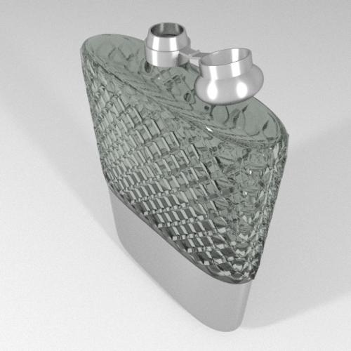 Hip flask in glass and silver preview image